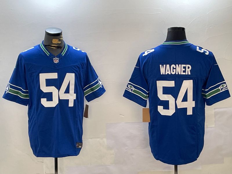 Men Seattle Seahawks #54 Wagner Blue Throwback three generations 2024 Nike Limited NFL Jersey style 1->seattle seahawks->NFL Jersey